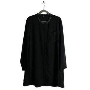 SoyaConcept Women's Black Sheer Button Down Tunic Top